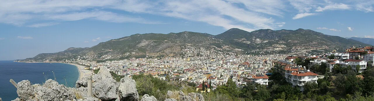 Panorama of Alanya town and bay.