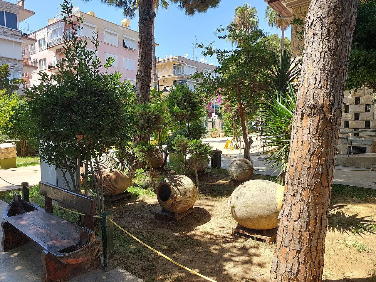 Amphorae in the garden of the Alanya Archaeological Museum.