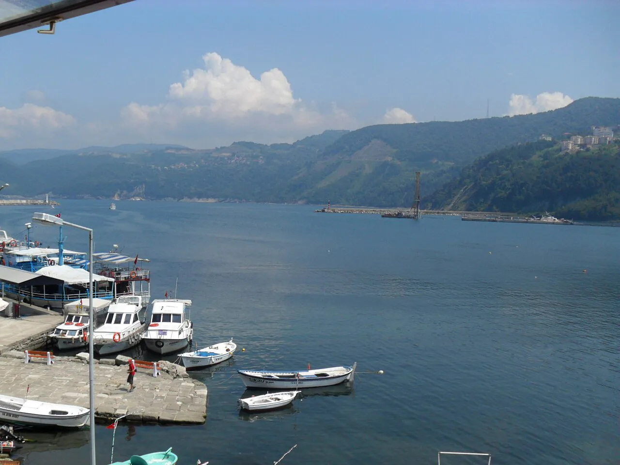 Boats moored in Amasra harbour on the Black Sea.