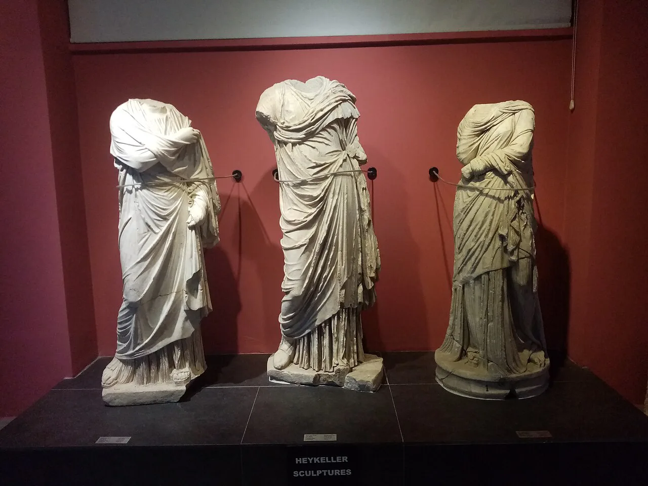 Ancient marble statues on display in Fethiye Museum.