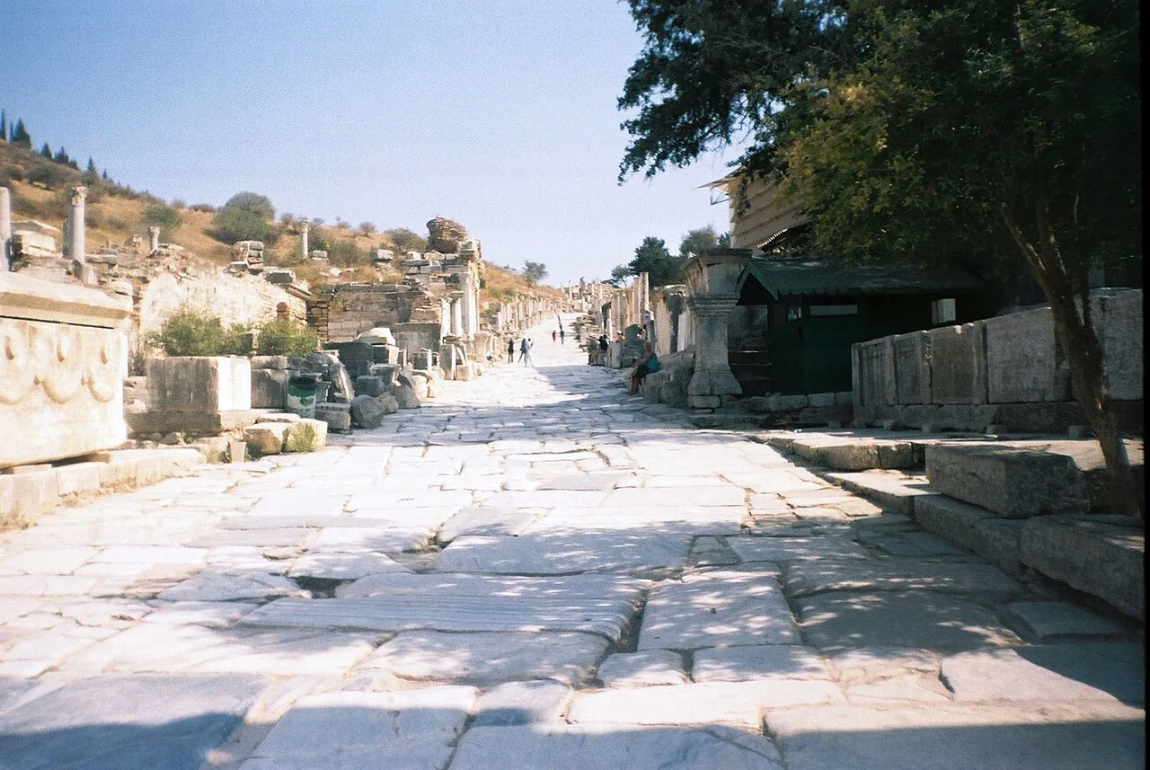 The marble paving of Curetes Street at Ephesus.