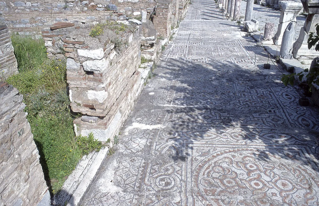 Mosaics beside Curetes Street at Ephesus.