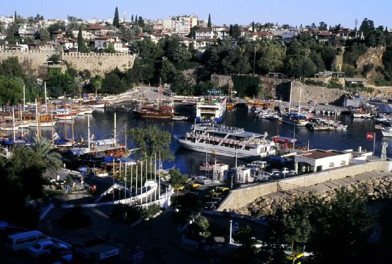 Excursion boats in Antalya's old harbour below Kaleiçi.