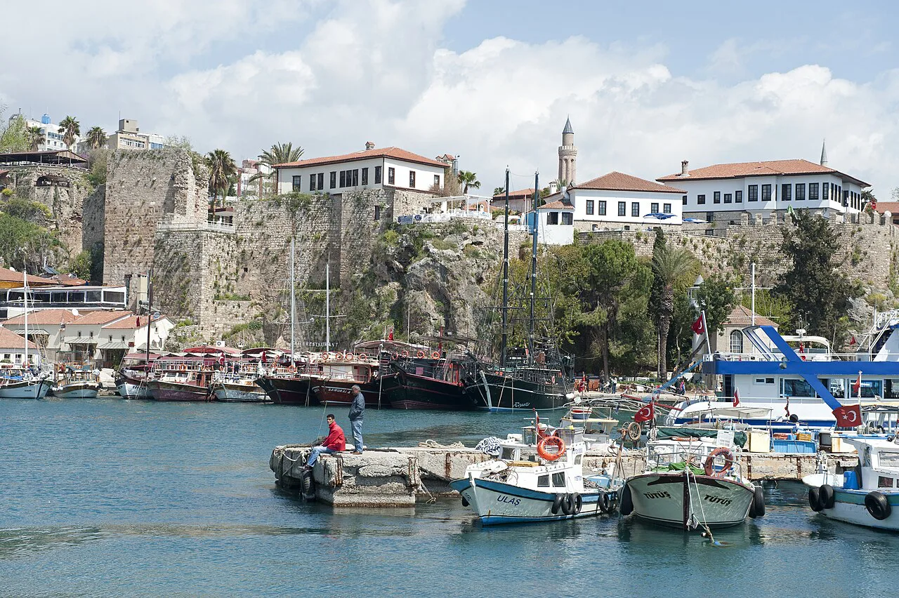 Boats in Antalya's old harbour below the walls of Kaleiçi.
