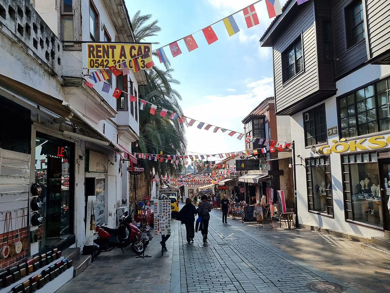 A shop-lined street in Kaleiçi, Antalya's old town.