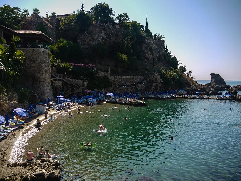 A small beach below the cliffs of Antalya's old town.