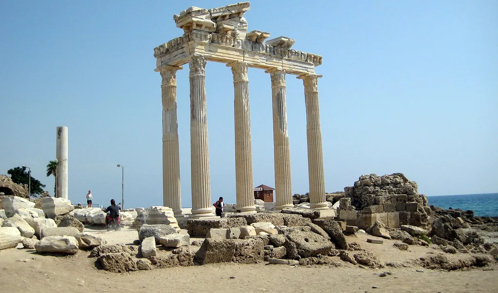 Columns of the Temple of Apollo at Side, on the coast near Aspendos.