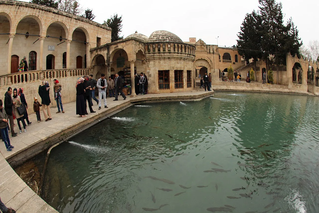 Visitors around the pool at Balıklıgöl in Şanlıurfa.