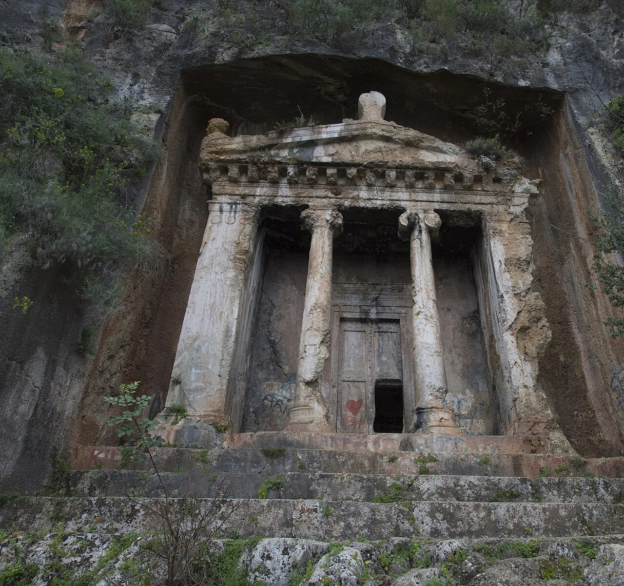 The rock-cut Tomb of Amyntas above Fethiye.