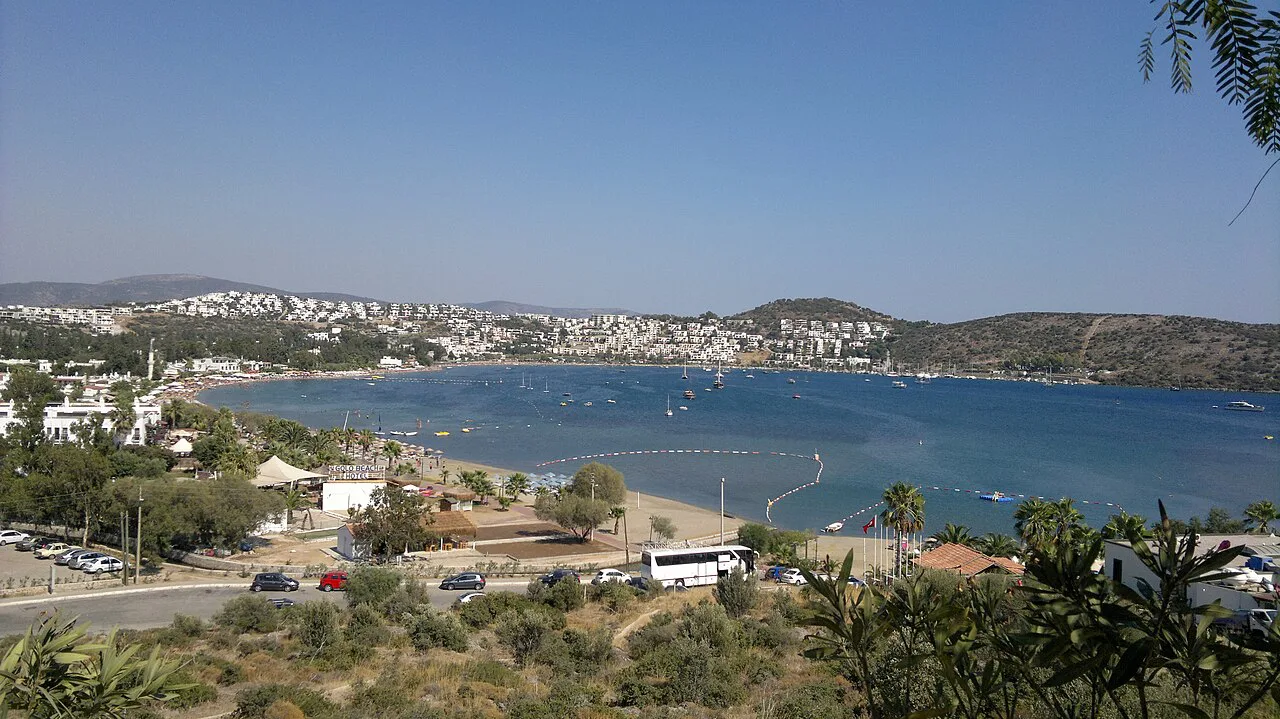 The beach and bay at Bitez on the Bodrum Peninsula.