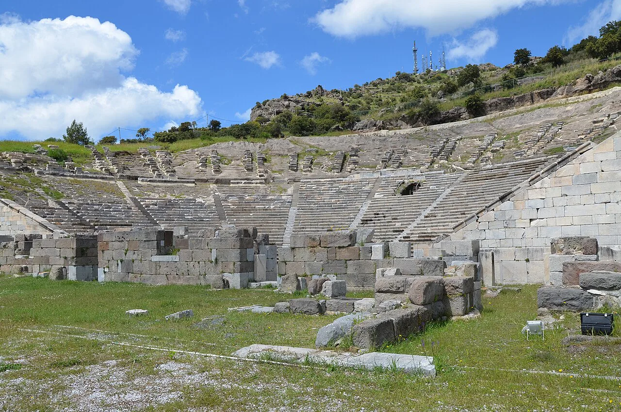 The stage area and seating of Bodrum's ancient theatre.