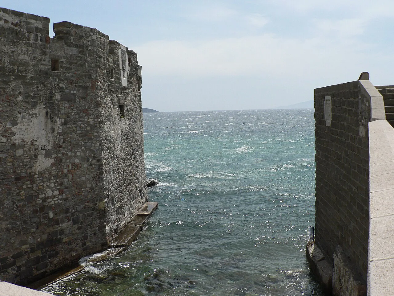 The sea seen from the seaward wall of Bodrum Castle.