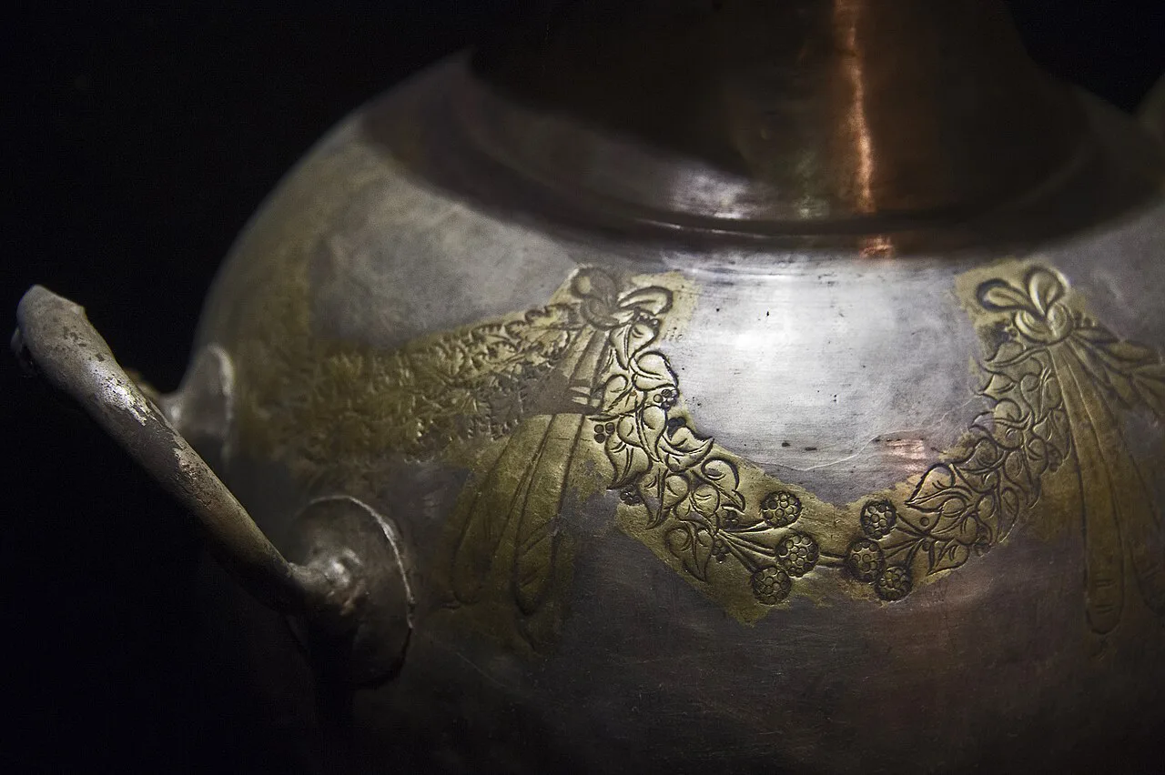 A gold-sheeted silver urn in the Museum of Underwater Archaeology at Bodrum Castle.