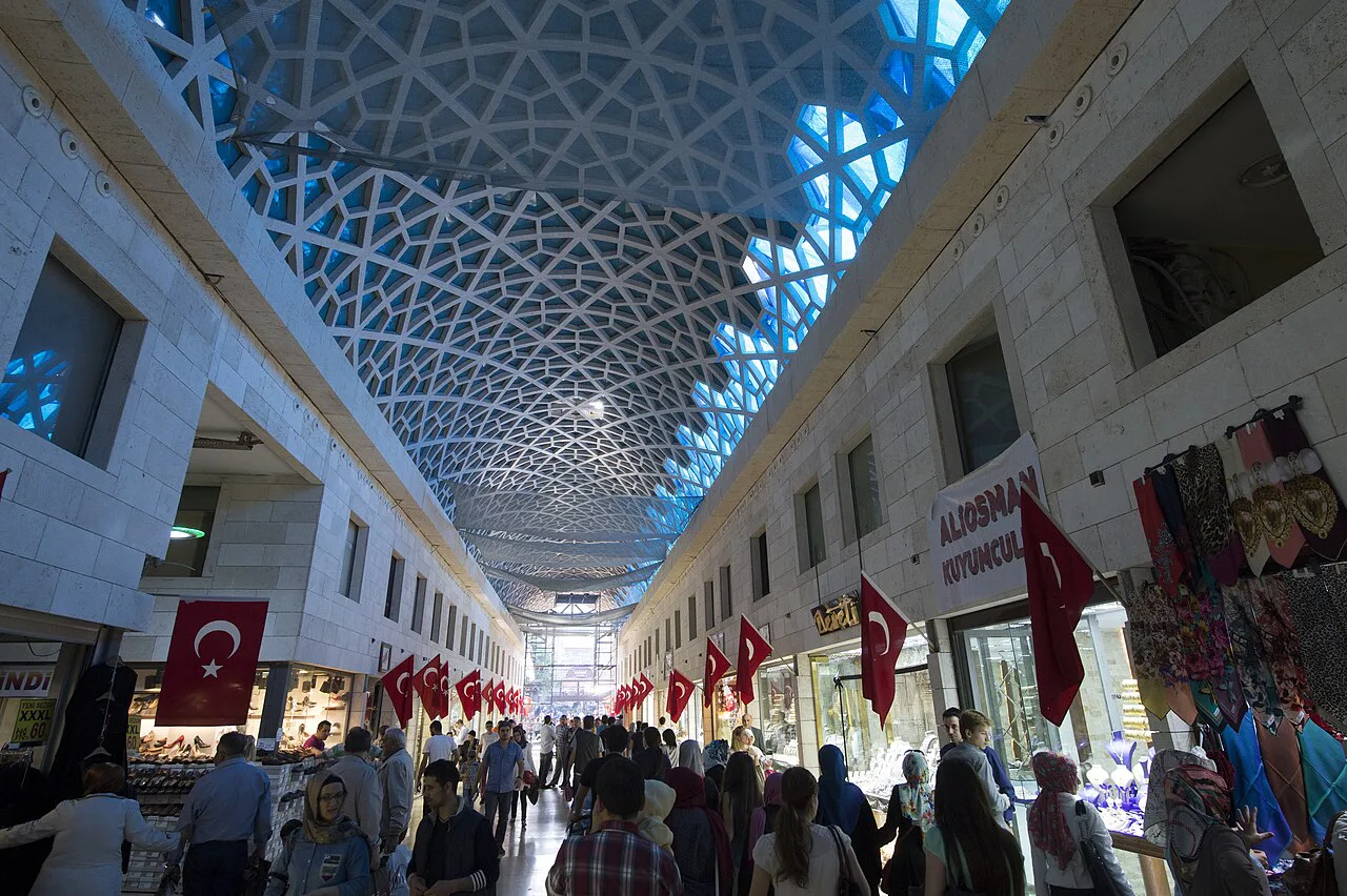 A covered section of Bursa's Long Bazaar.