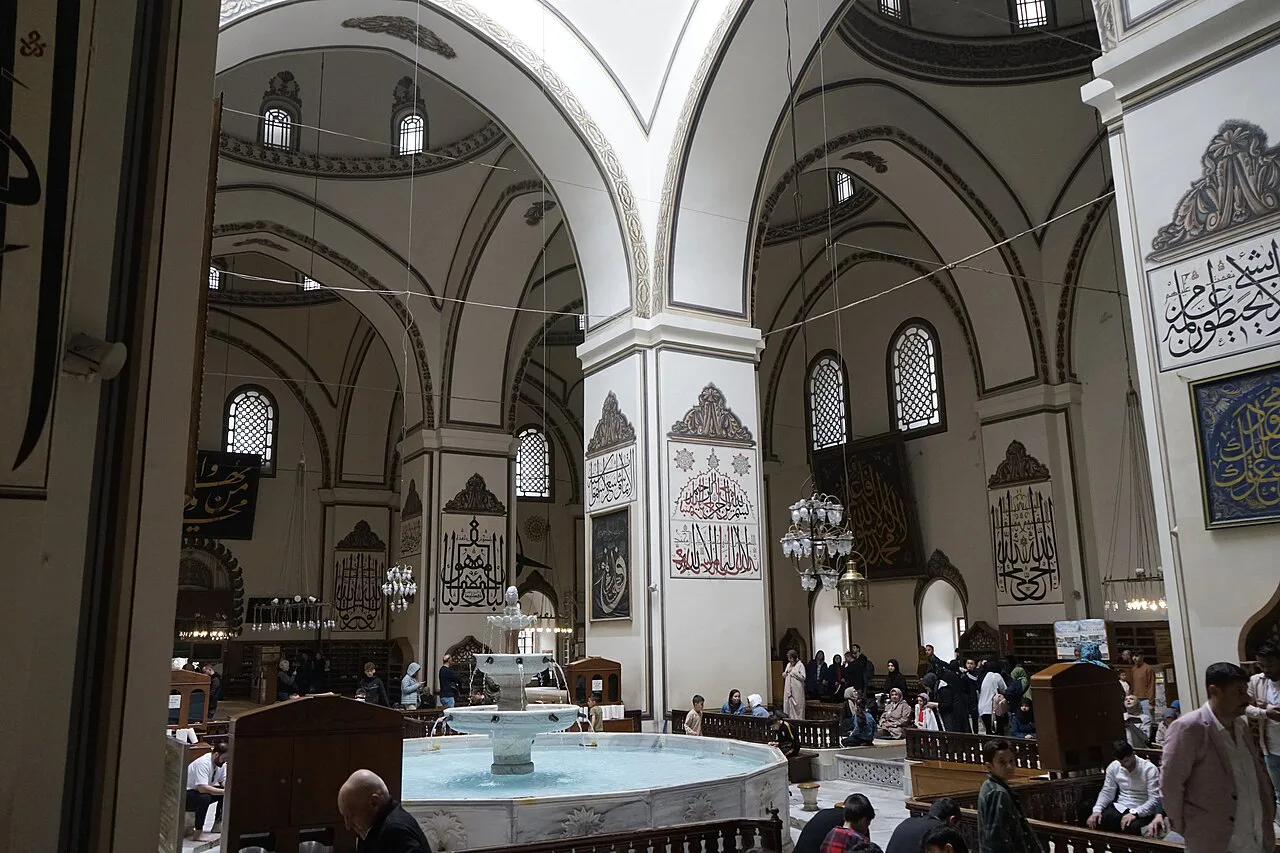 The şadırvan fountain inside Bursa's Grand Mosque (Ulu Cami).