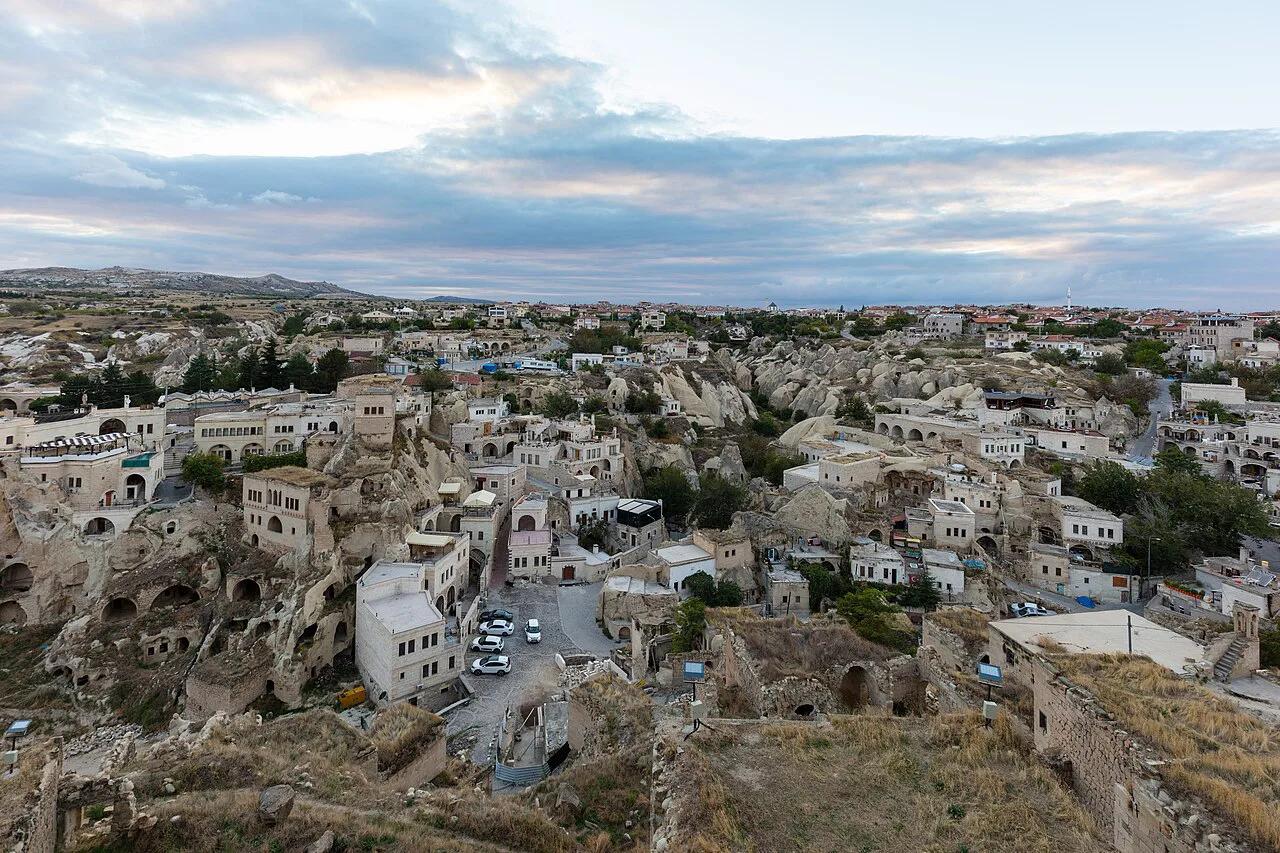 Rooftops of Ortahisar, Cappadocia, seen from above.