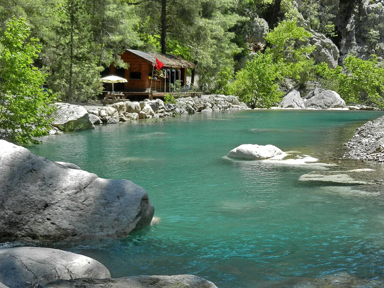 A turquoise river pool in Göynük Canyon near Kemer.