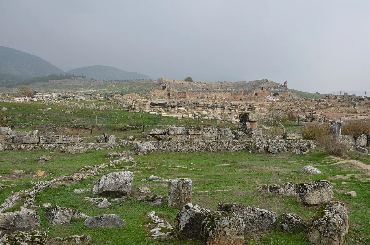 Ruins of Hierapolis seen from the Cleopatra's Pool area at Pamukkale.