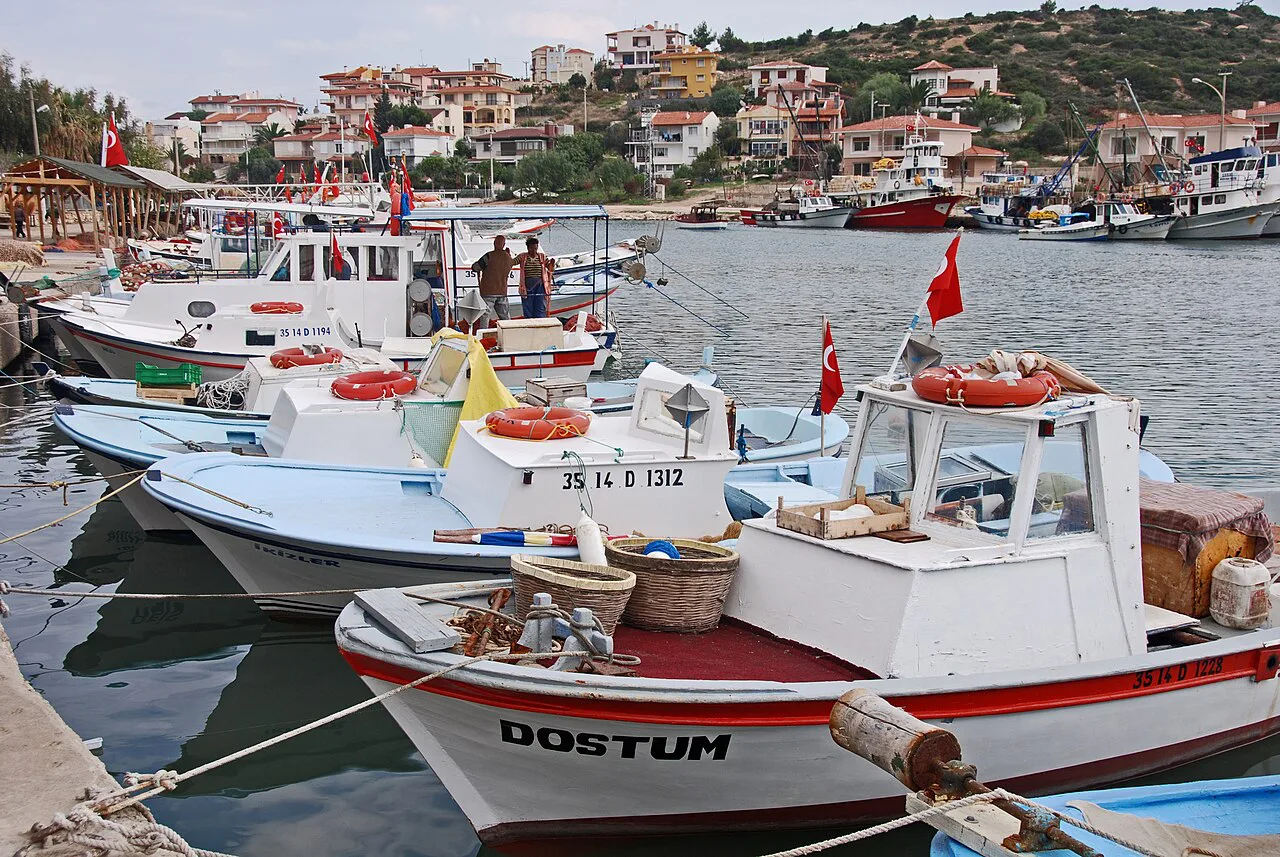 Boats moored on the river at Dalyan.