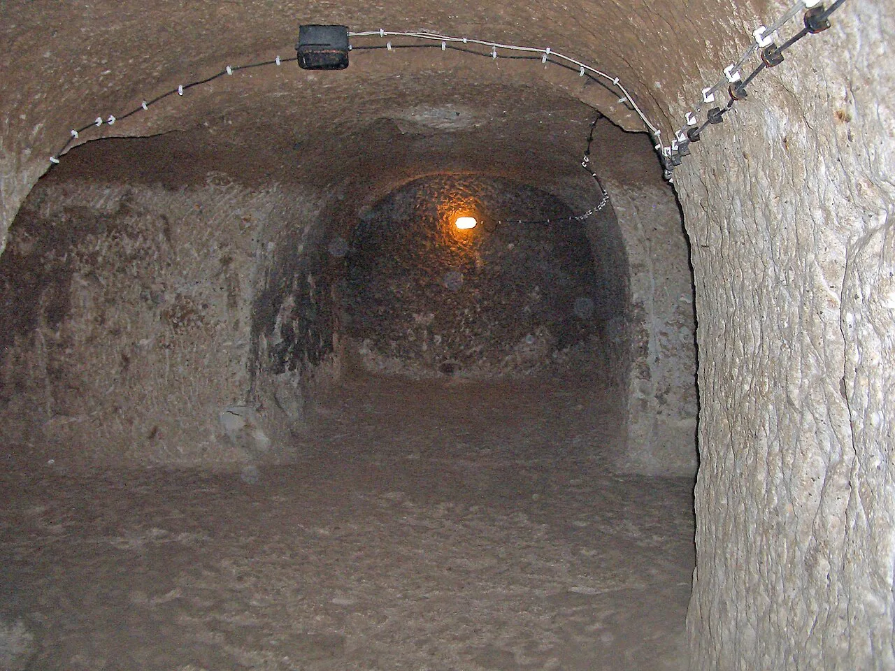 A carved passage in Derinkuyu Underground City.