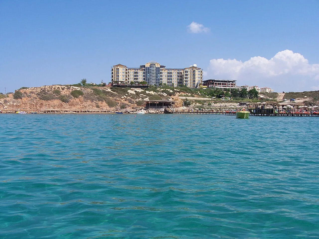 Turquoise water off Altınkum beach at Didim.