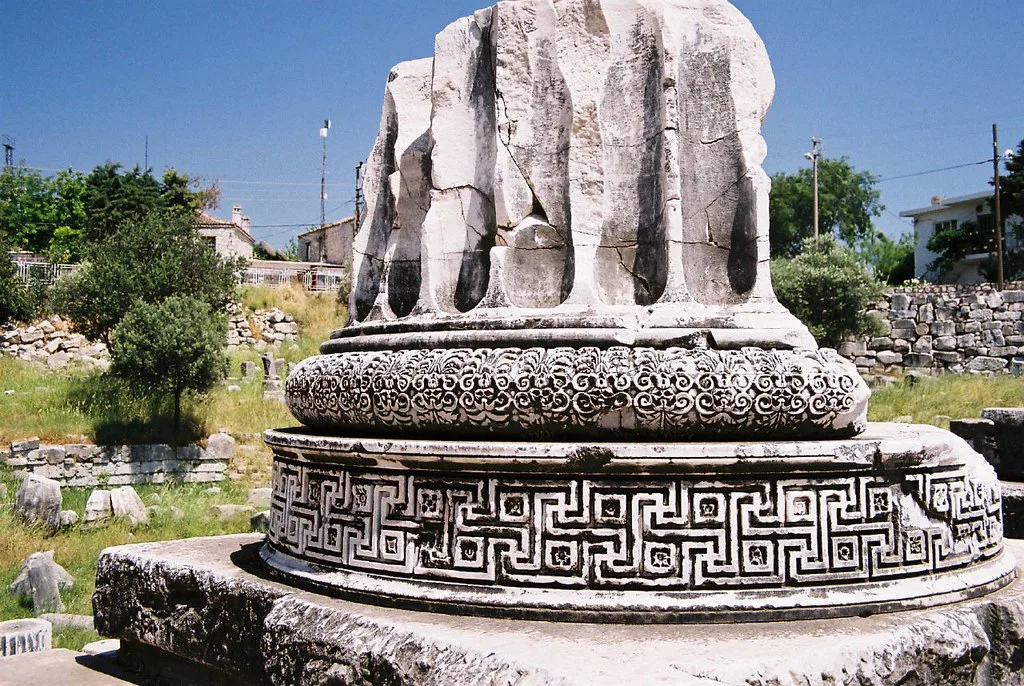 A carved column base at the Temple of Apollo in Didim.