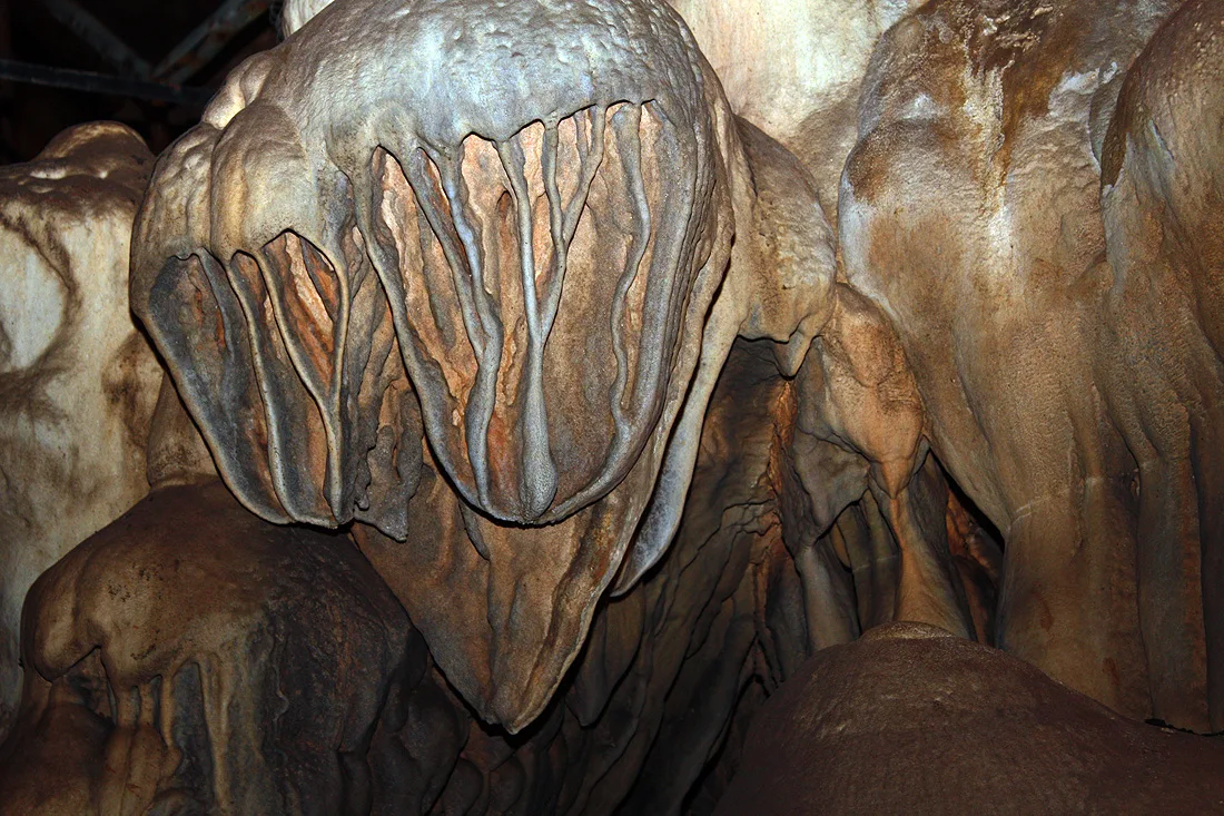 Rippled rock formations in Dim Cave near Alanya.