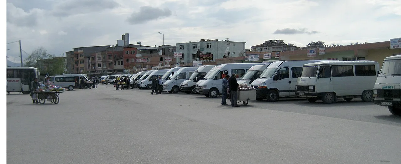 Dolmuş minibuses parked in Antakya, Hatay province.