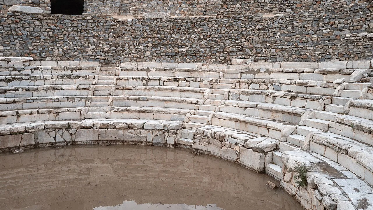 The seating of the Odeon at Ephesus.