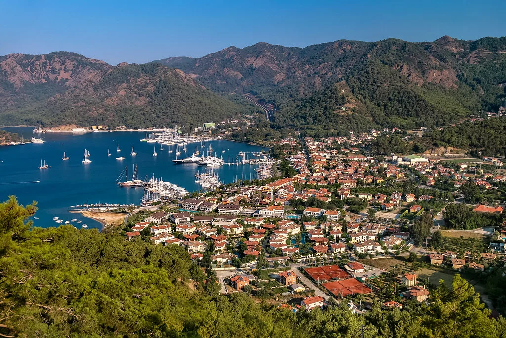 Göcek bay and marina seen from Tülütepe, near Fethiye.