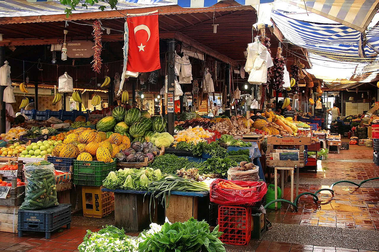 A produce stall at Fethiye's market.