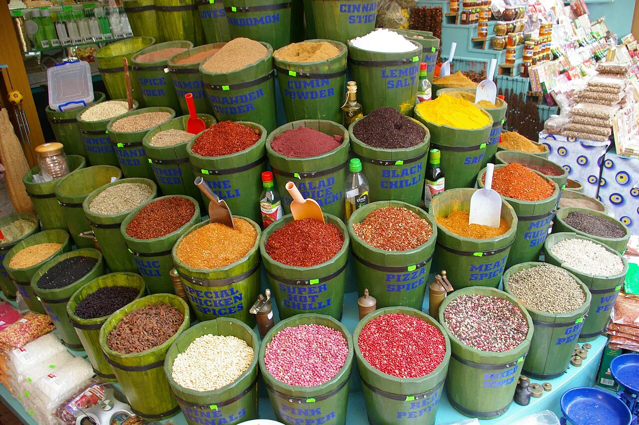 A spice stall at a market in Fethiye.