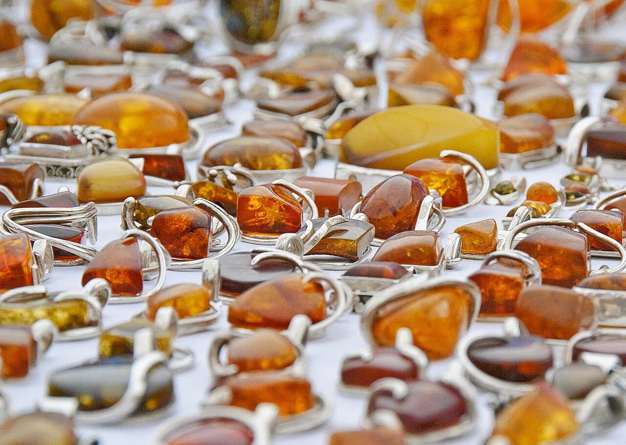 Amber jewellery on sale at Fethiye market.