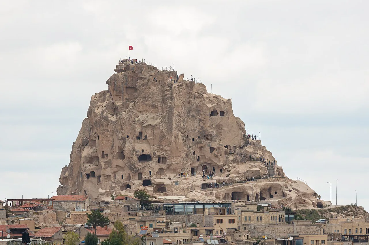 Uçhisar Castle, the rock citadel near Göreme in Cappadocia.