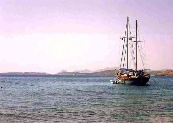 A gulet at anchor off Bodrum.