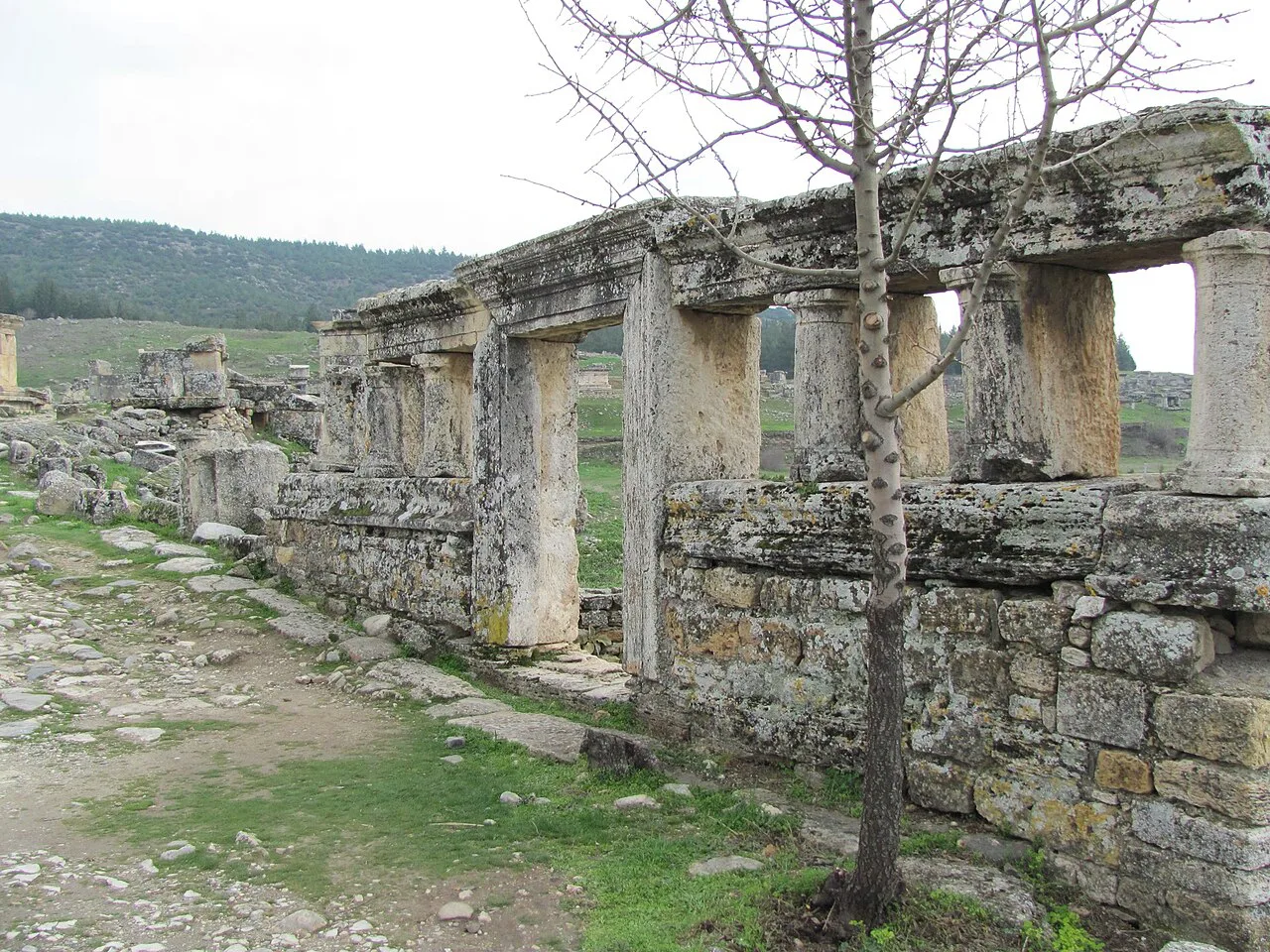 A ruined arcaded building at Hierapolis, Pamukkale.