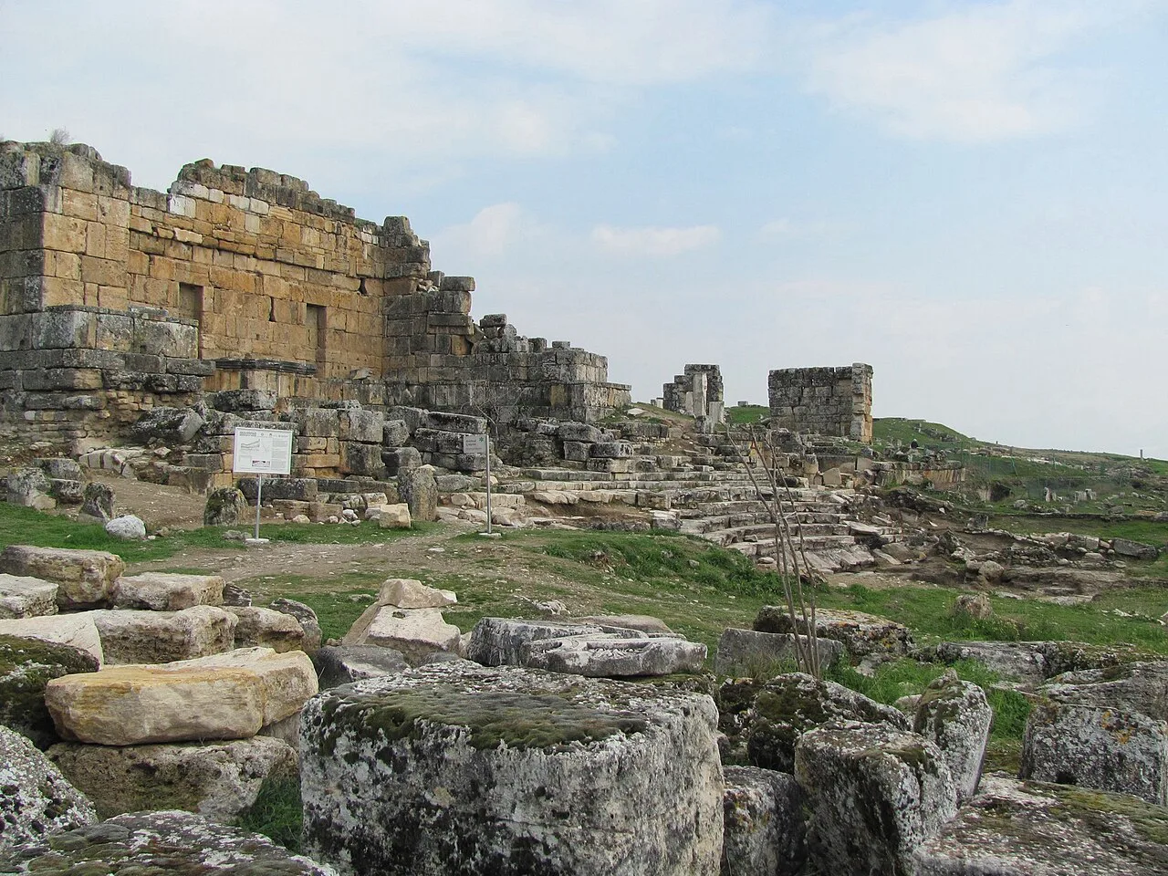 Ruined stone walls across the site of Hierapolis, Pamukkale.