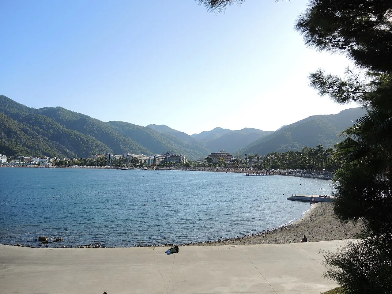 The İçmeler coastline seen from a viewpoint.