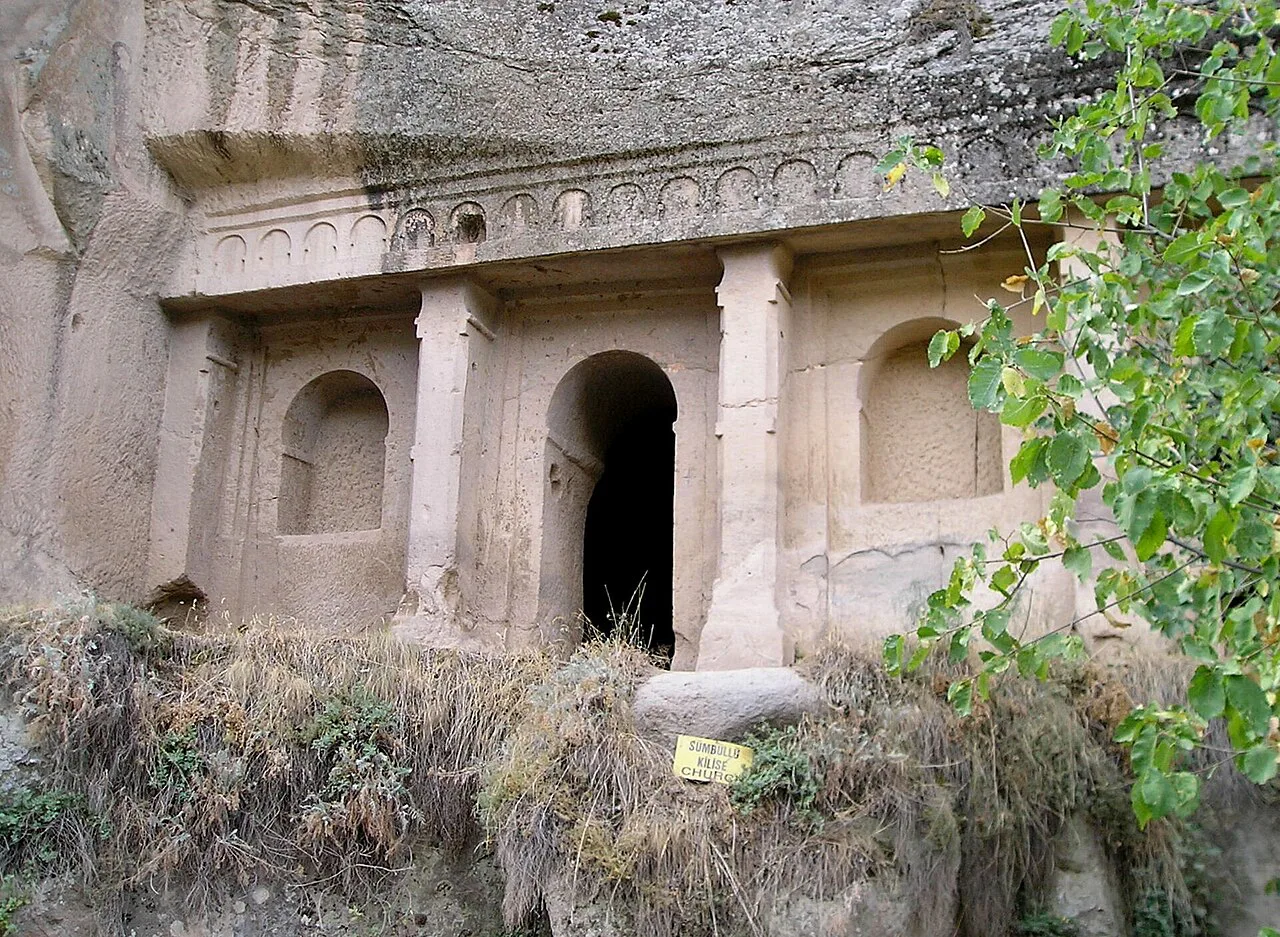 The rock-cut façade of the Sümbüllü Kilise in the Ihlara Valley.