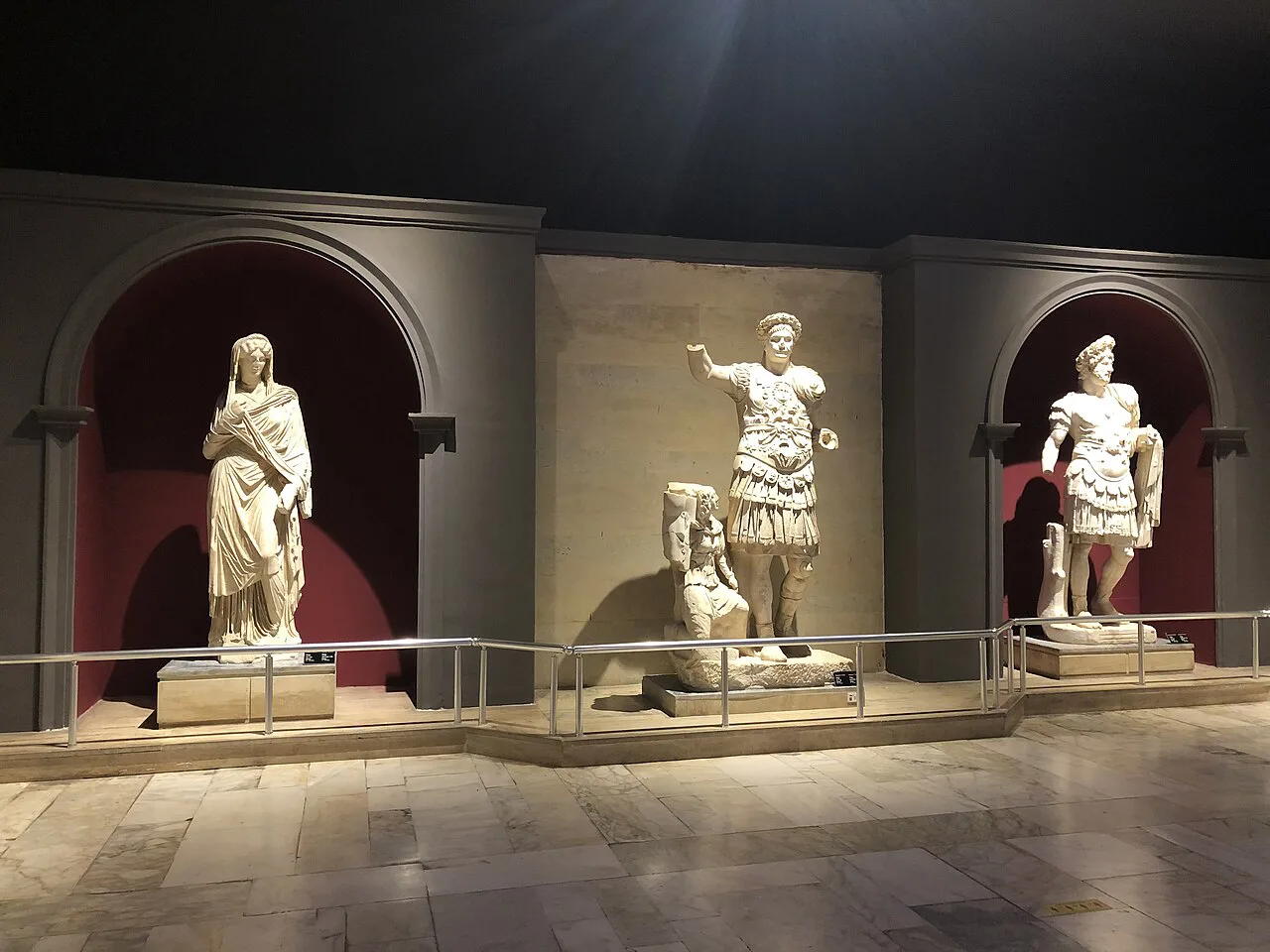 Marble statues on display in the Antalya Museum.