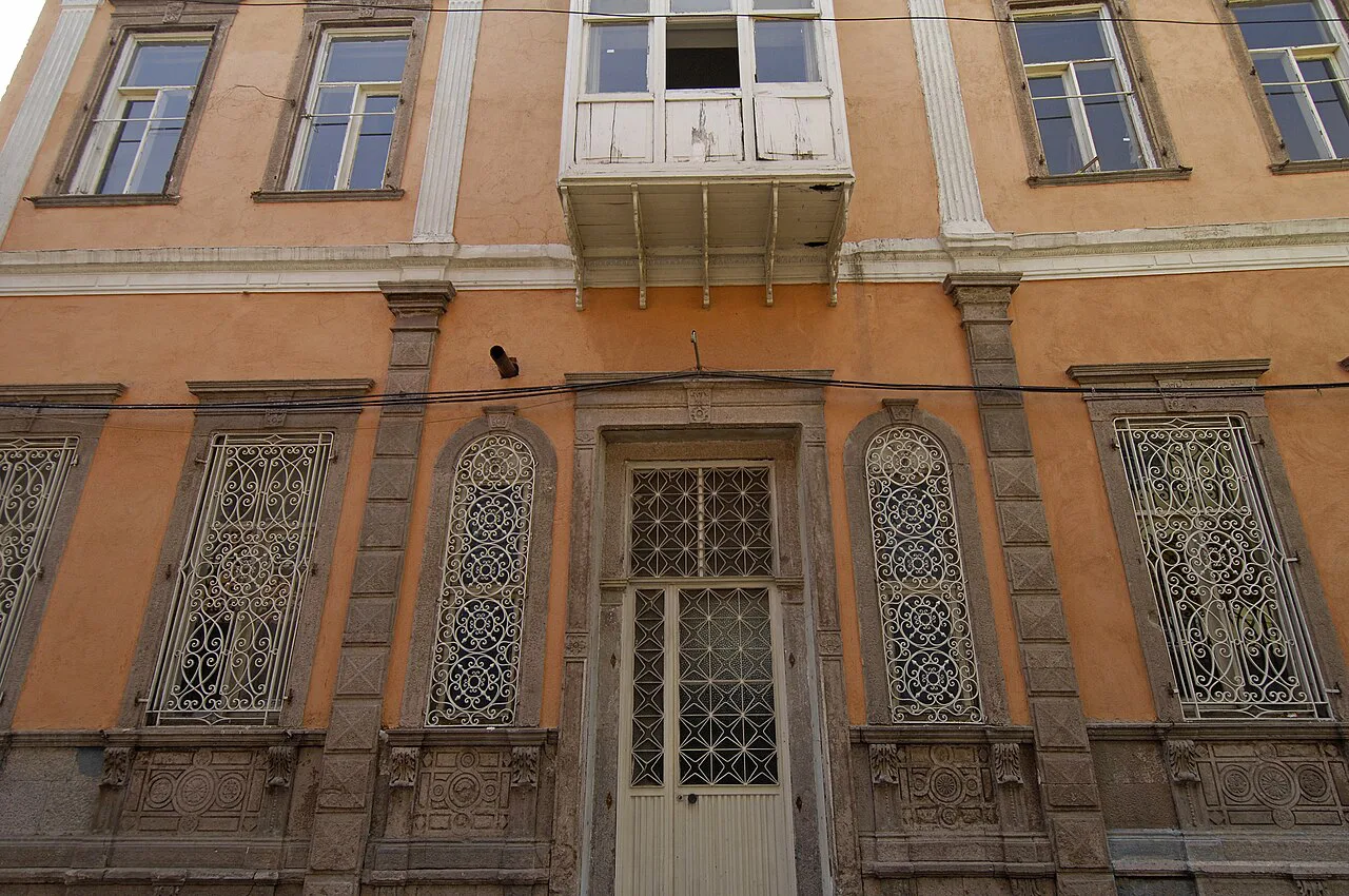 A restored historic house façade in Konak, İzmir.