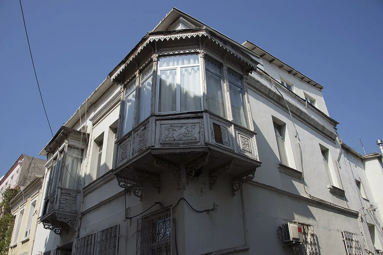 An old house with a bay window in the Konak district of İzmir.