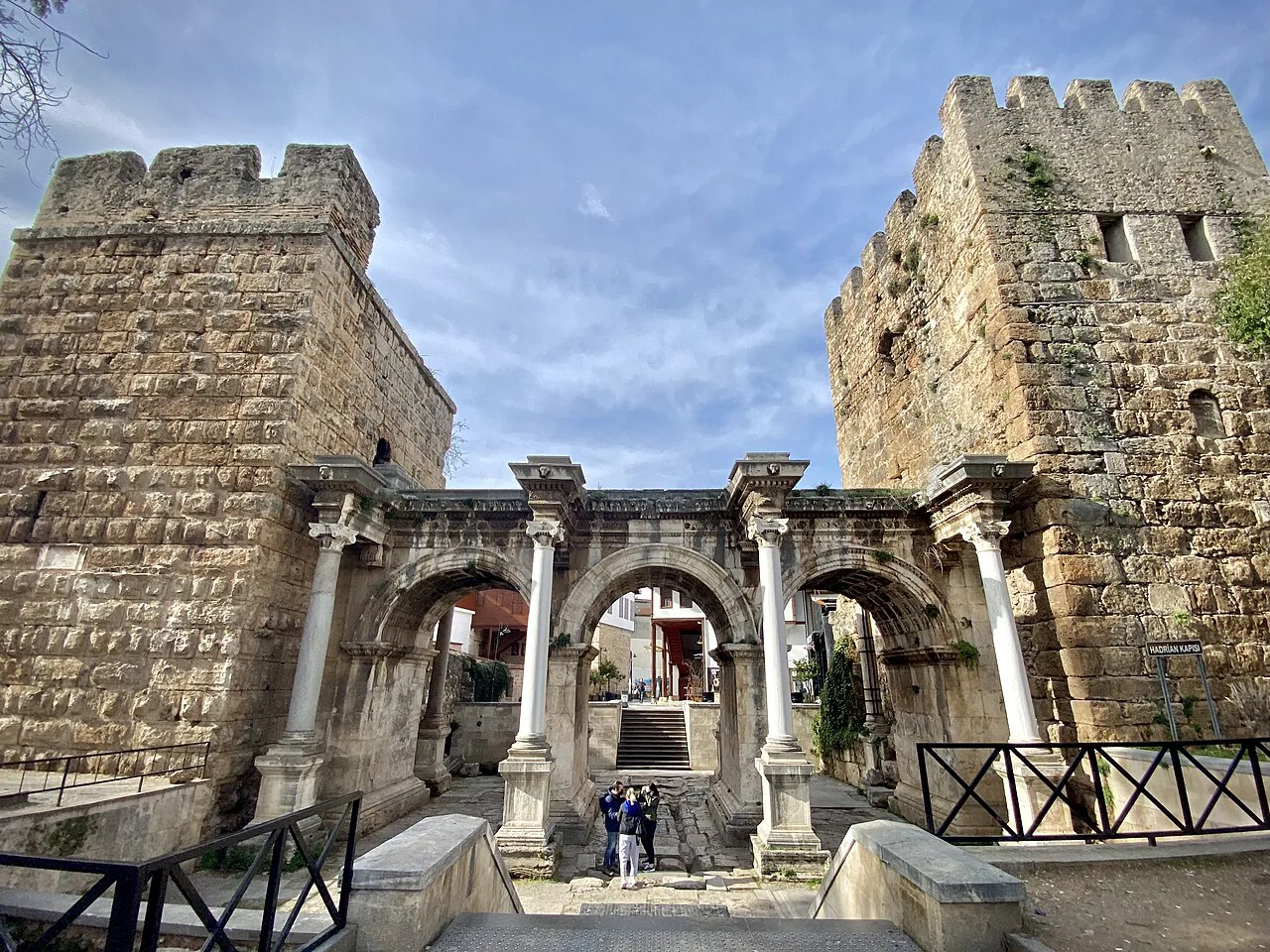 Hadrian's Gate and its two towers at the edge of Kaleiçi, Antalya.