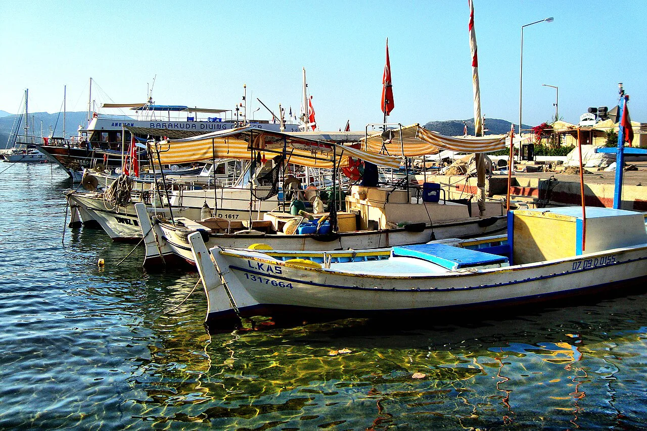 Boats moored in the harbour at Kaş.