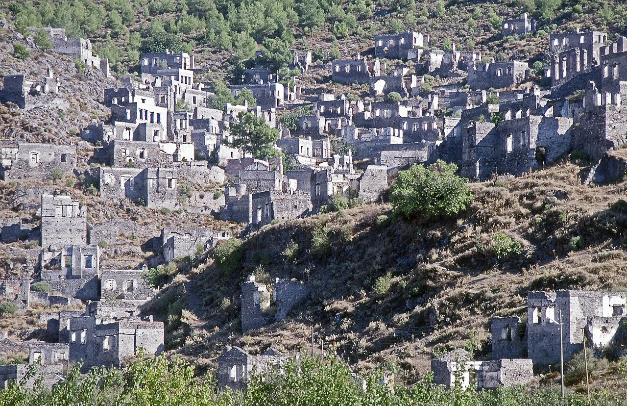 Kayaköy's abandoned houses across the hillside.