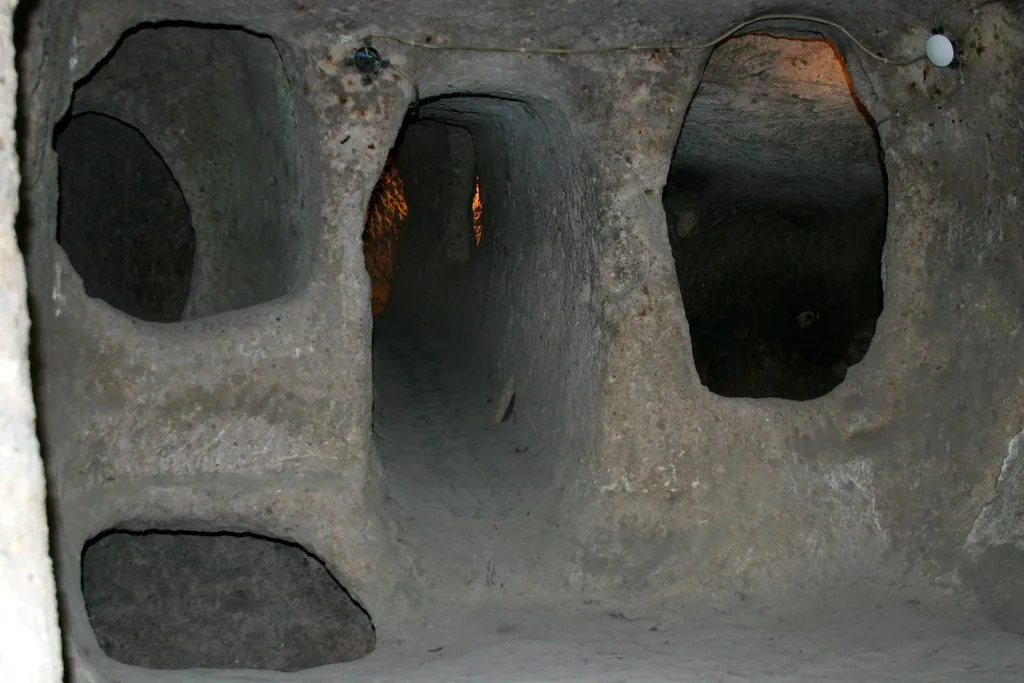 Rock-cut niches in Kaymaklı Underground City.