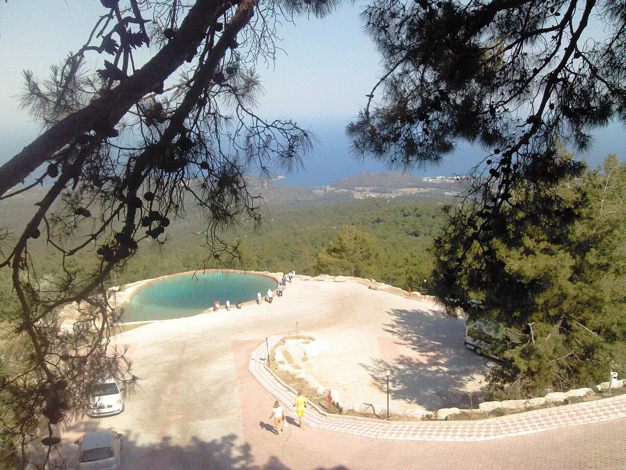 A sandy cove seen through the pines at Tekirova, south of Kemer.