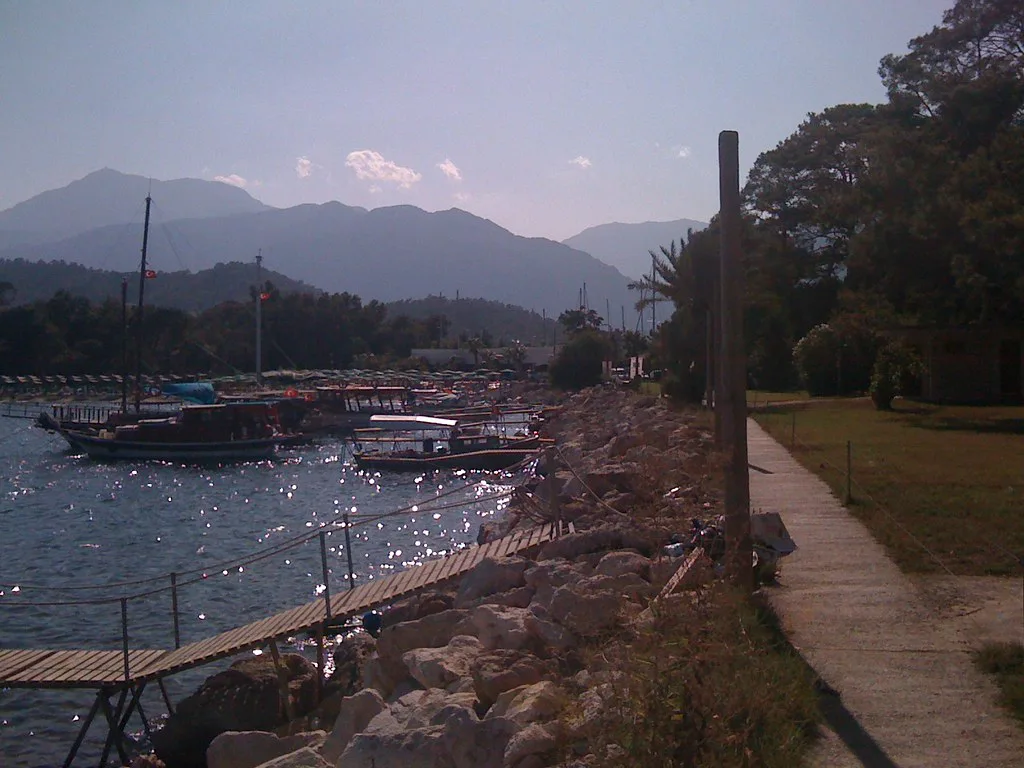 Kemer harbour with the Taurus Mountains behind.