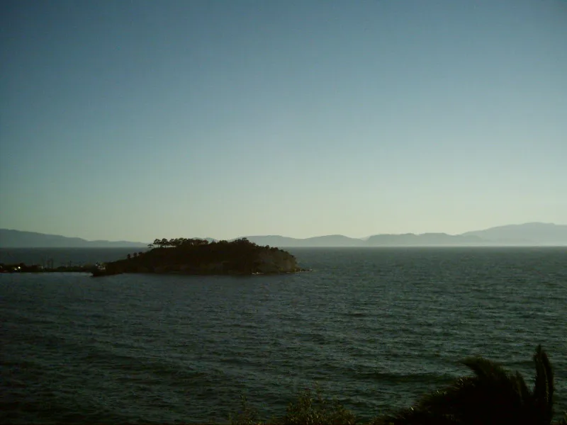 Pigeon Island, site of Kuşadası Castle, seen across the bay.