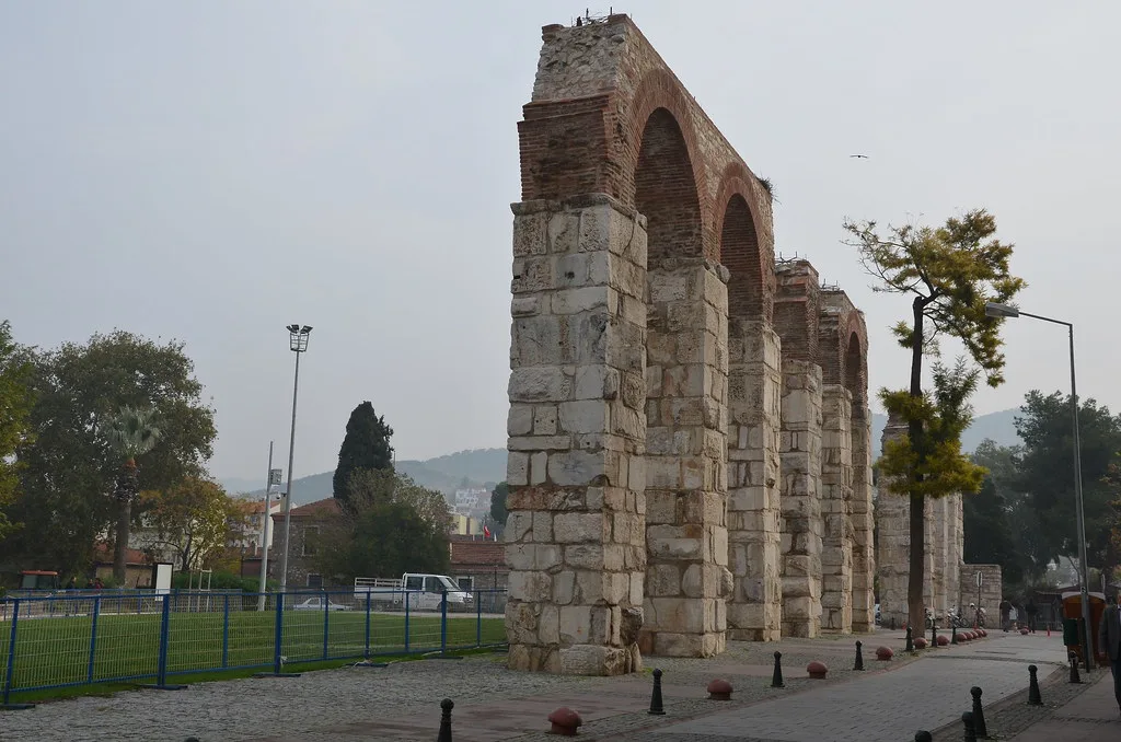 Remains of an old aqueduct in Kuşadası.